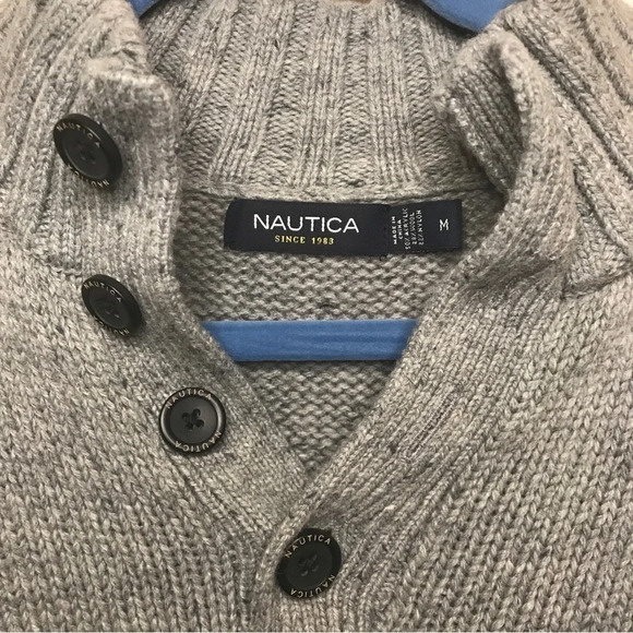 NAUTICA Wool Blend 1/4 button Pullover Knit Sweater - Picture 4 of 7
